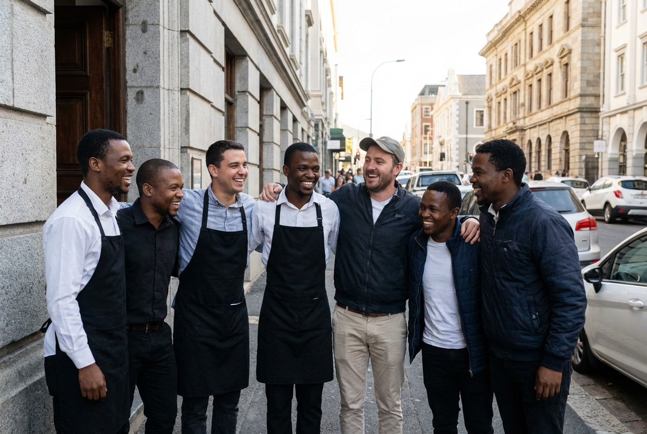 Happy hospitality team